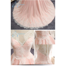 A-line China Supplier Lace Illusion Bodice Wedding Dress Sale